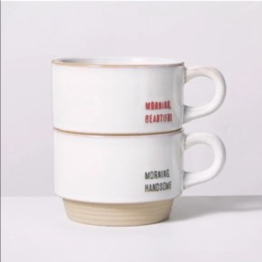 Morning, Beautiful and Morning Handsome Stoneware Mug Set - Magnolia